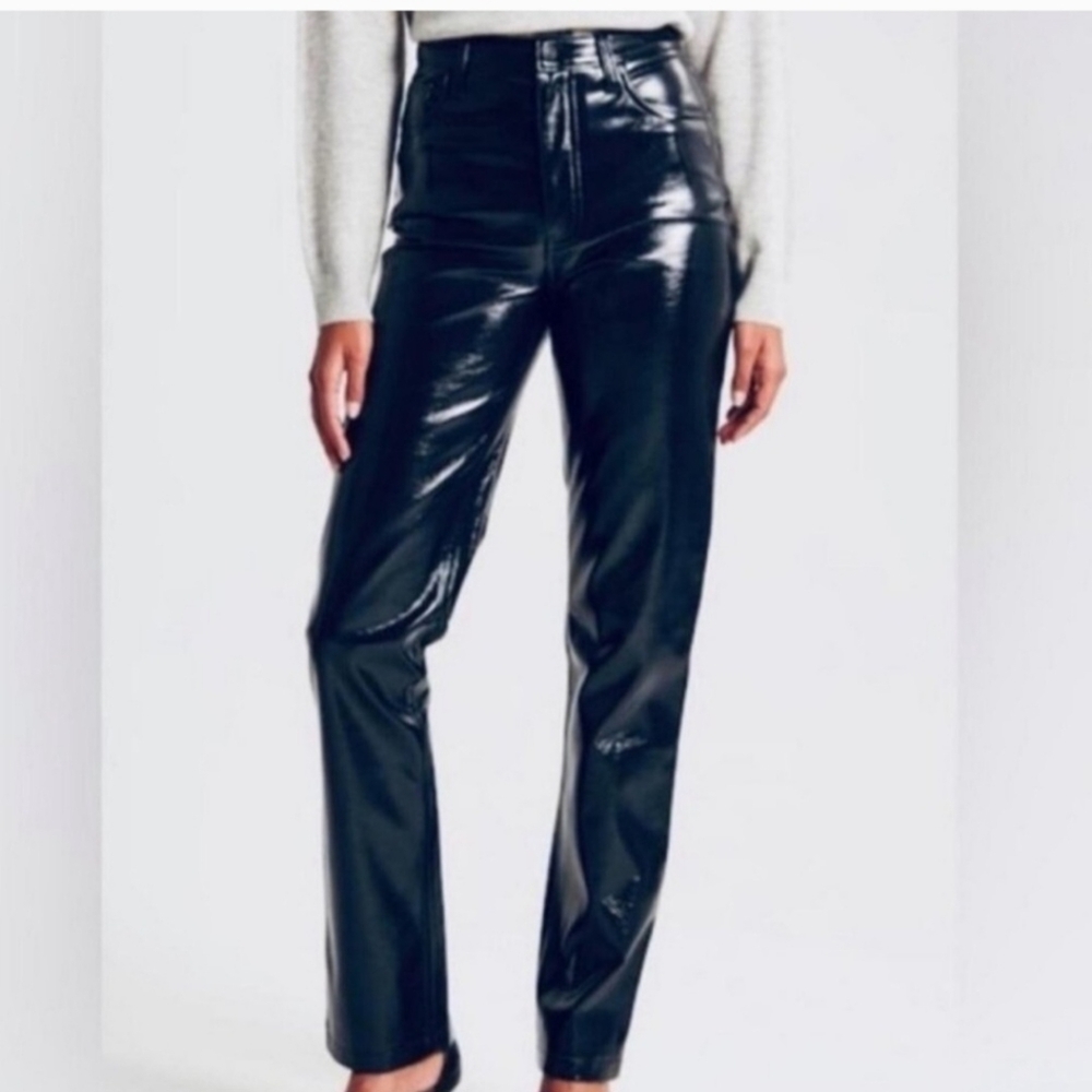 NWT Abercrombie & Fitch 90's Straight Vegan Leather Jeans